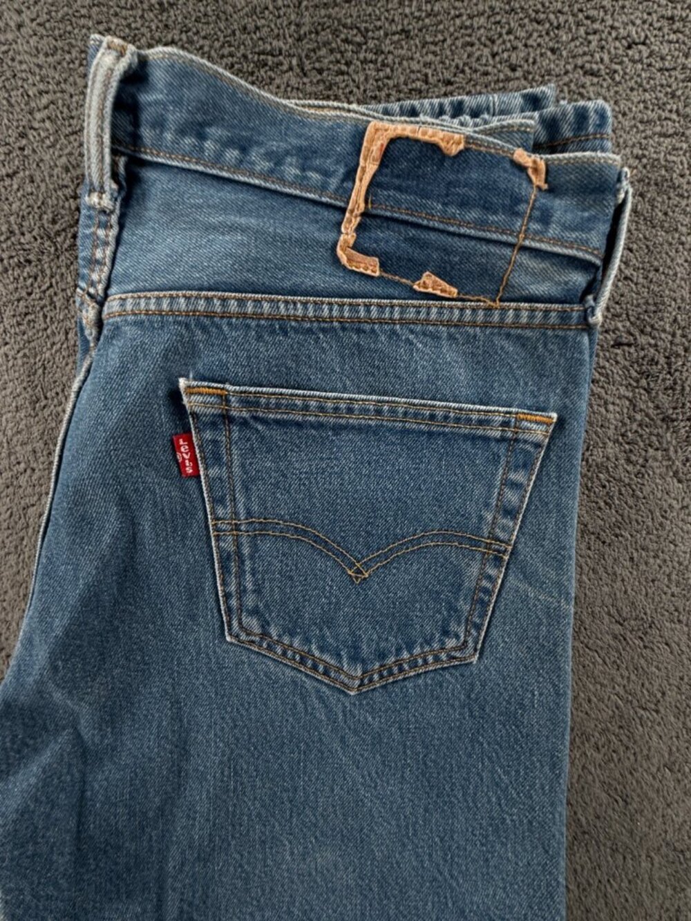 Levi's 501 Button Fly Jeans Straight Leg Red Tab ACTL 34x28 Blue Denim Adult Men